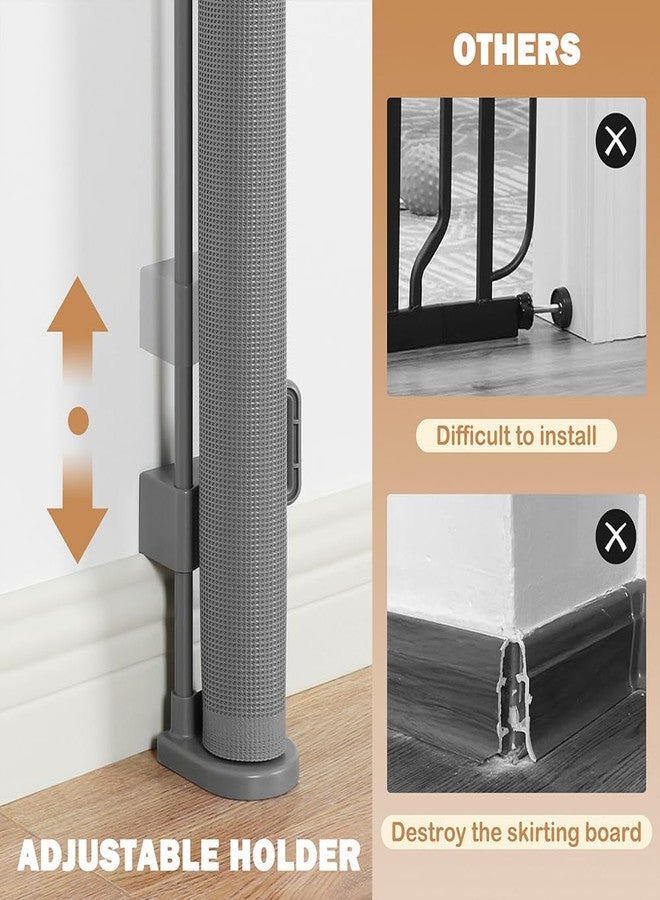 SMONTER Extra Wide Retractable Dog Gates, Mesh Baby Gate with Support Rods Extend to 118" Wide 33" Tall, Portable Safety Retractable Gate for Stairs, Indoor/Outdoor, Gray - Image 5